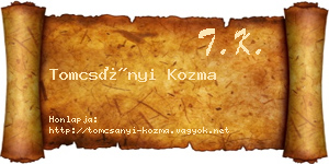 Tomcsányi Kozma névjegykártya